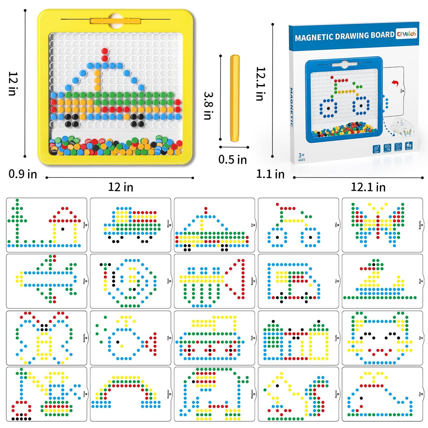 Ci Vetch Large Magnetic Dots Board for Kids – Montessori Drawing Toy