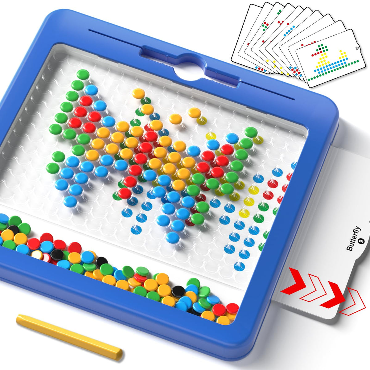 Ci Vetch Large Magnetic Dots Board for Toddlers – 12x12 Inch Magnetic Drawing Board with Pattern Cards