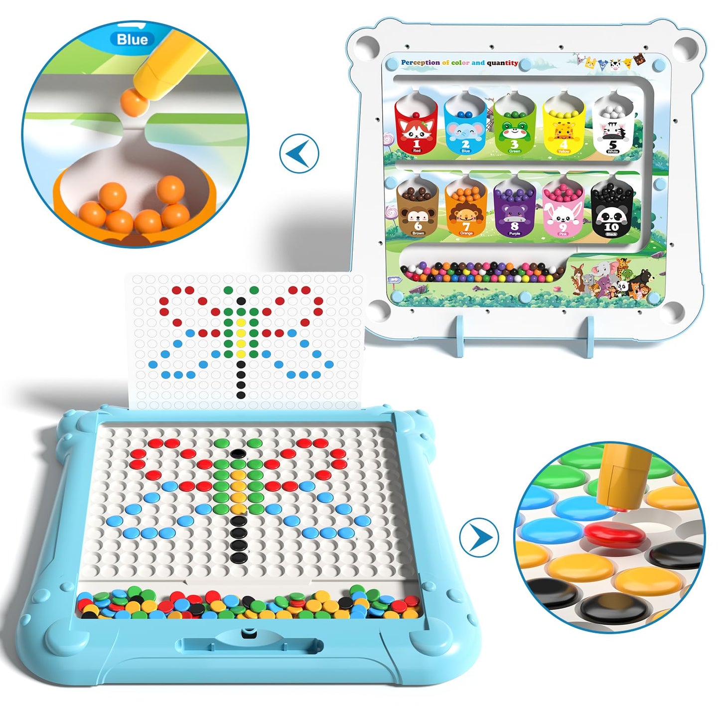 Ci Vetch 2-in-1 Large Magnetic Drawing Board for Toddlers & Kids | Color & Number Maze