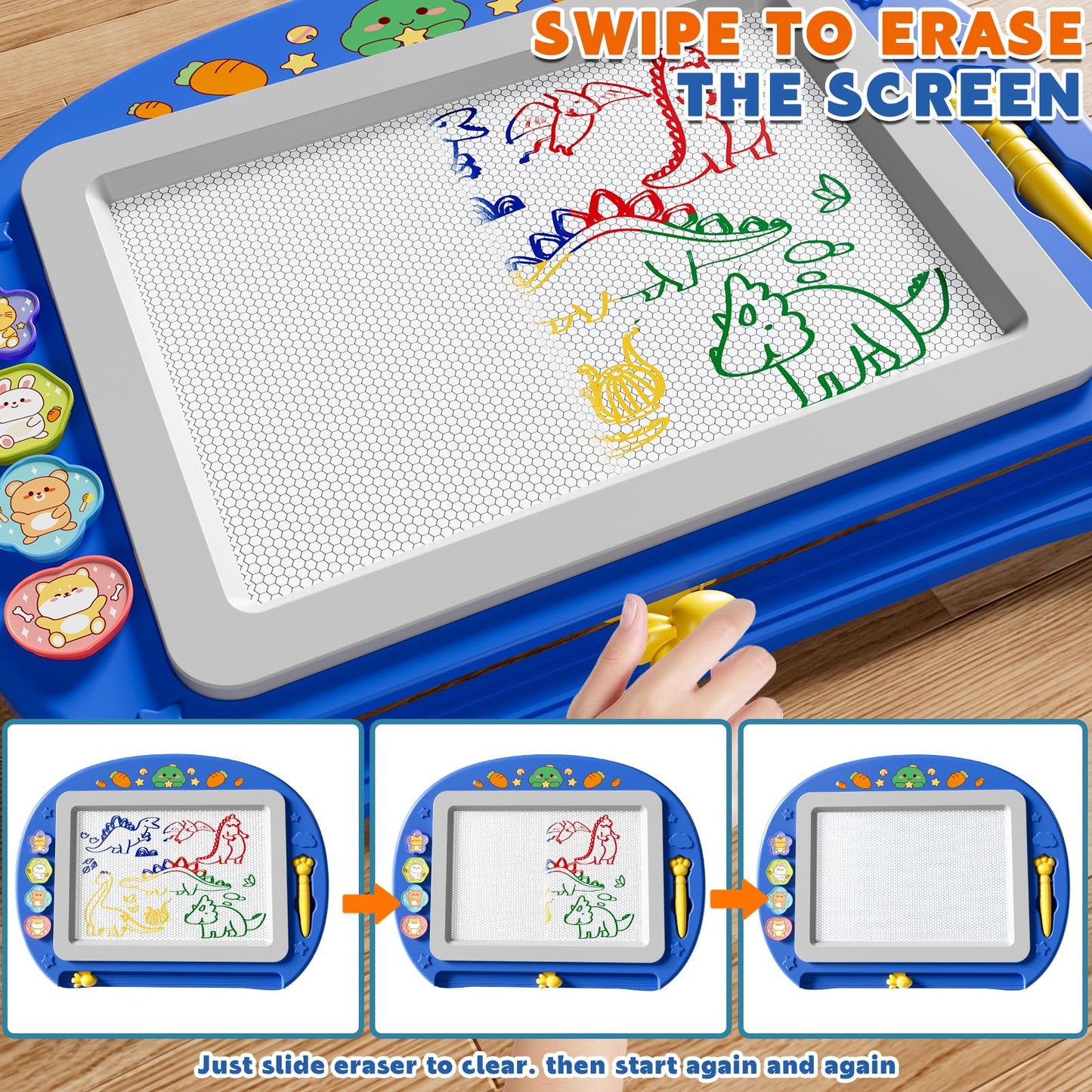 Ci Vetch Large Magnetic Drawing Board 13x17 in – Mess-Free Doodle Pad for Kids