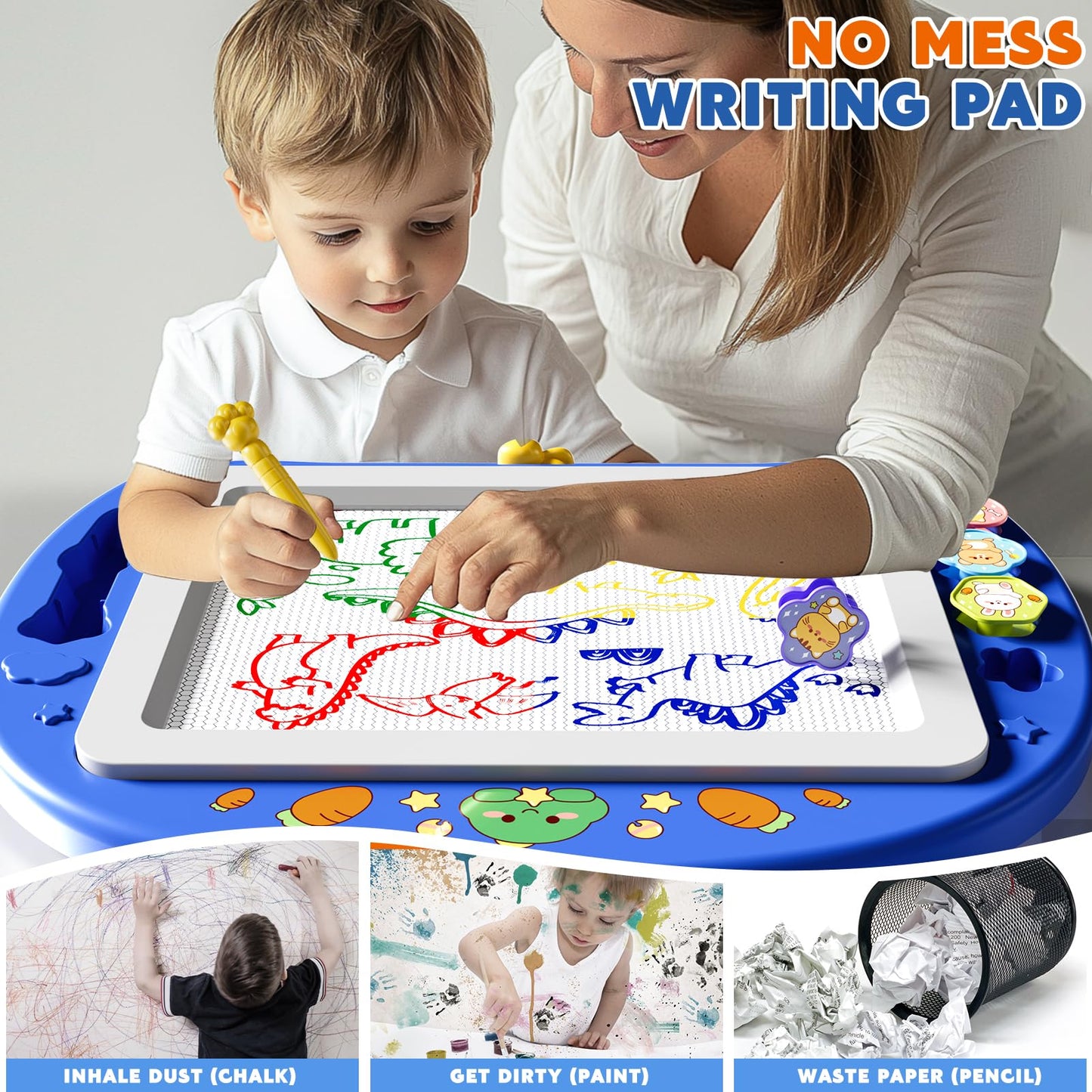 Ci Vetch Large Magnetic Drawing Board 13x17 in – Mess-Free Doodle Pad for Kids