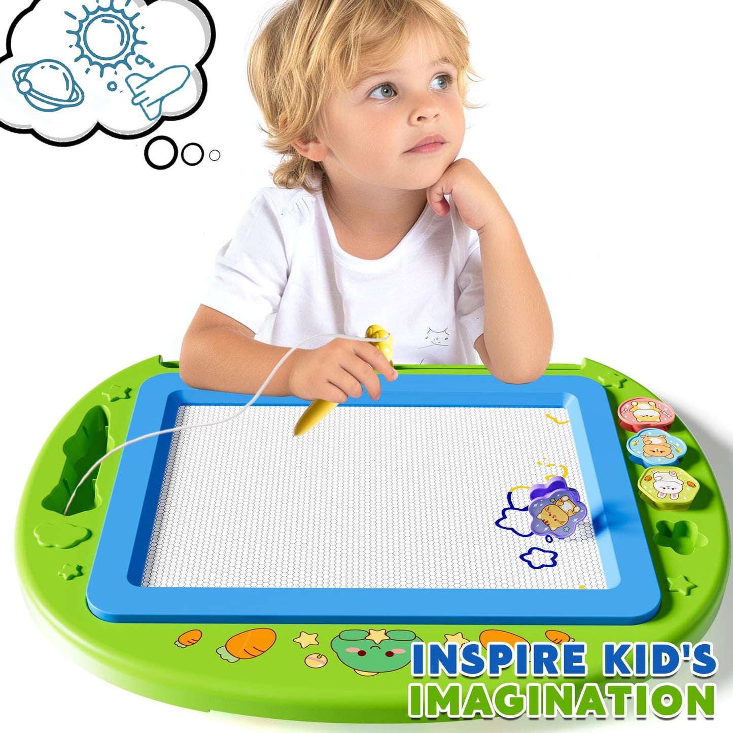 Ci Vetch Large Magnetic Drawing Board 13x17 in – Mess-Free Doodle Pad for Kids