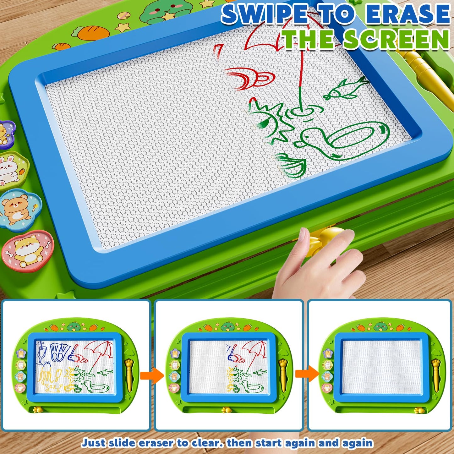 Ci Vetch Large Magnetic Drawing Board 13x17 in – Mess-Free Doodle Pad for Kids