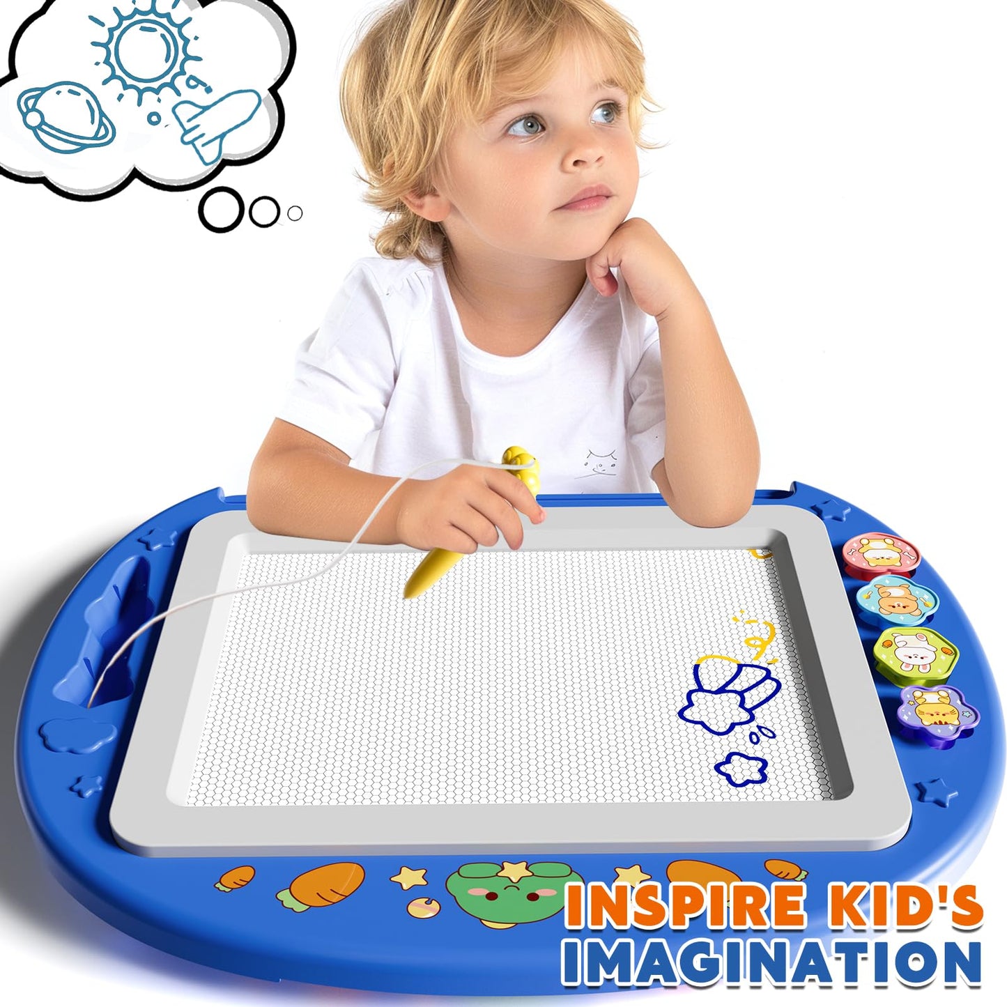 Ci Vetch Large Magnetic Drawing Board 13x17 in – Mess-Free Doodle Pad for Kids