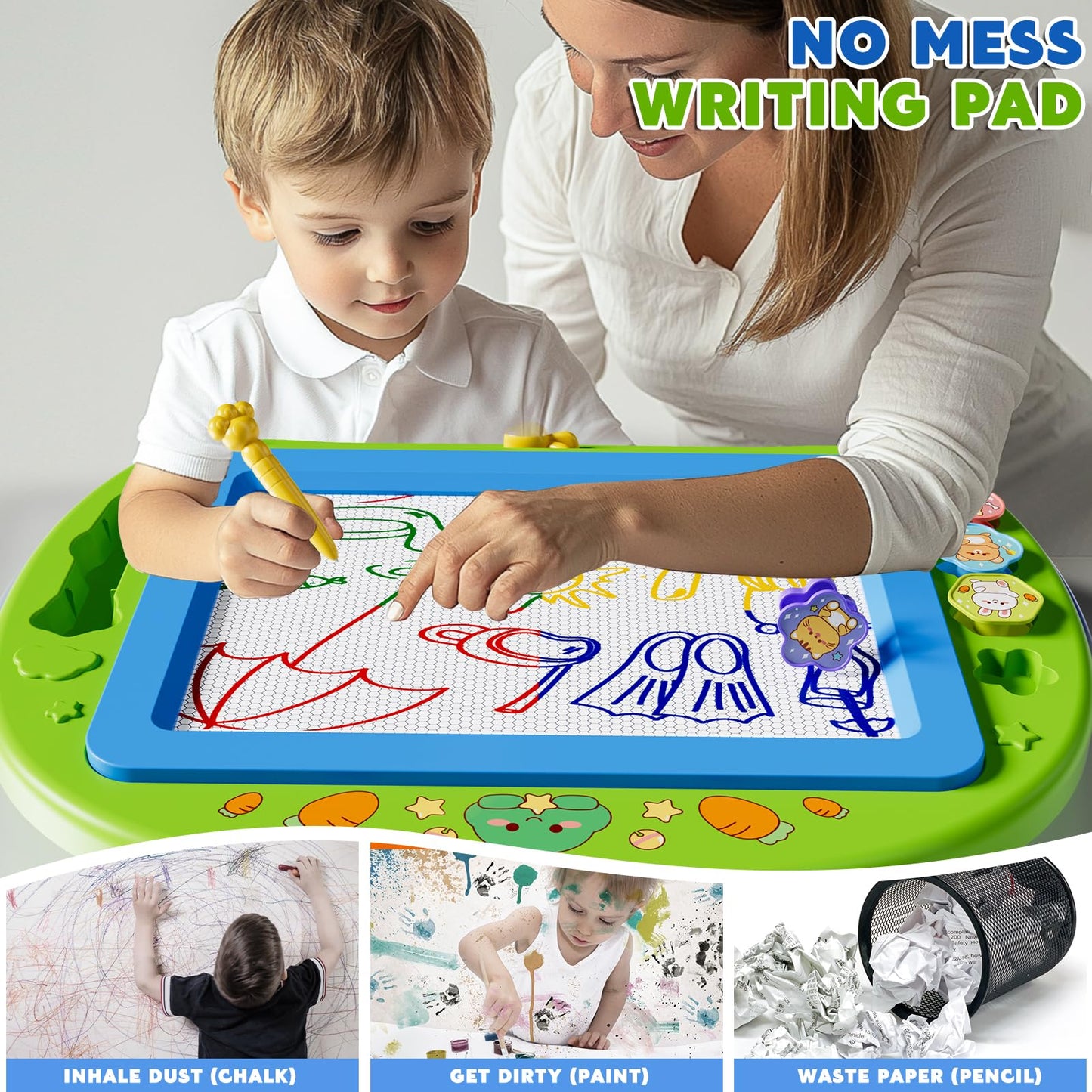 Ci Vetch Large Magnetic Drawing Board 13x17 in – Mess-Free Doodle Pad for Kids