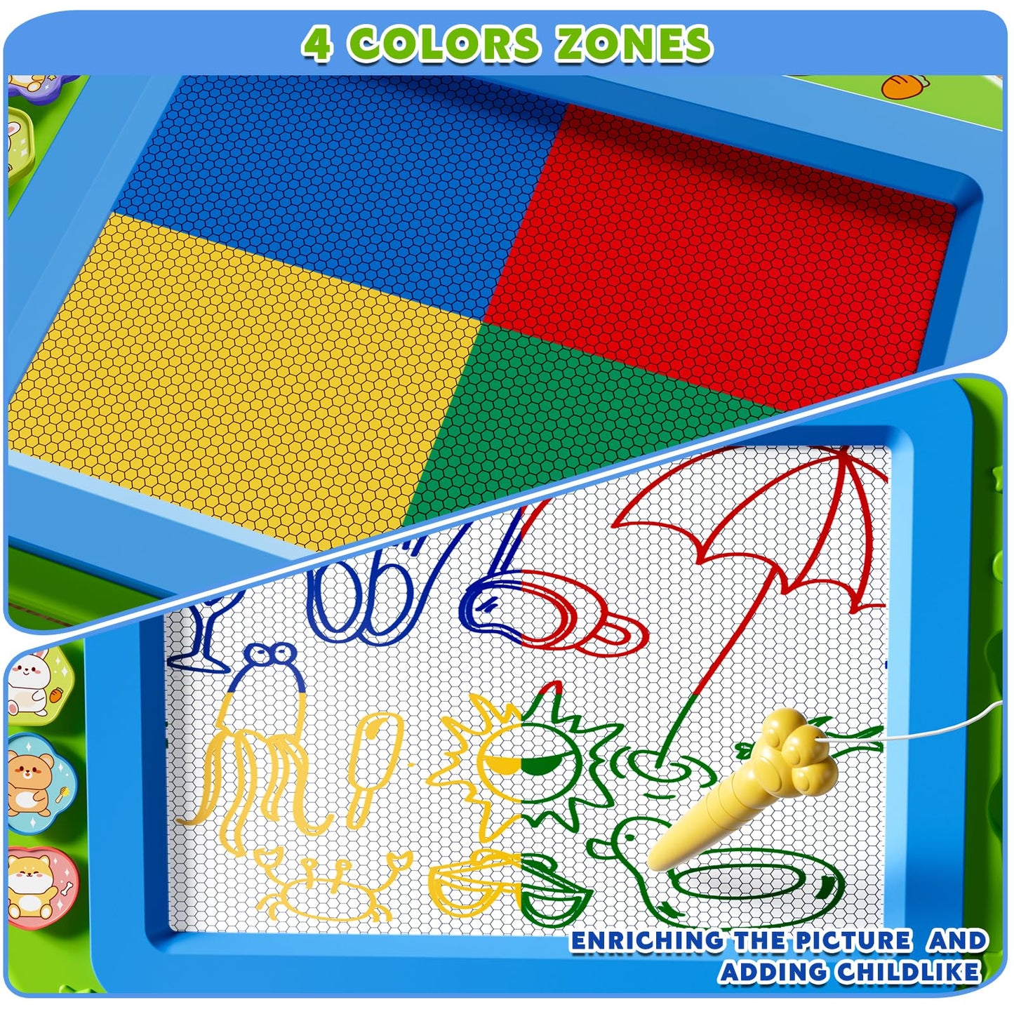 Ci Vetch Large Magnetic Drawing Board 13x17 in – Mess-Free Doodle Pad for Kids