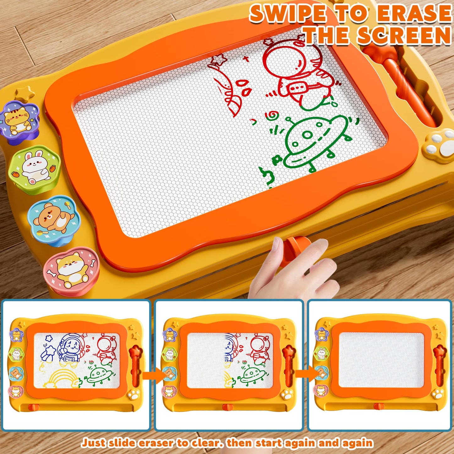Ci Vetch Large Magnetic Drawing Board for 3-6 Year Olds | Mess-Free Doodle Board & Travel Toy