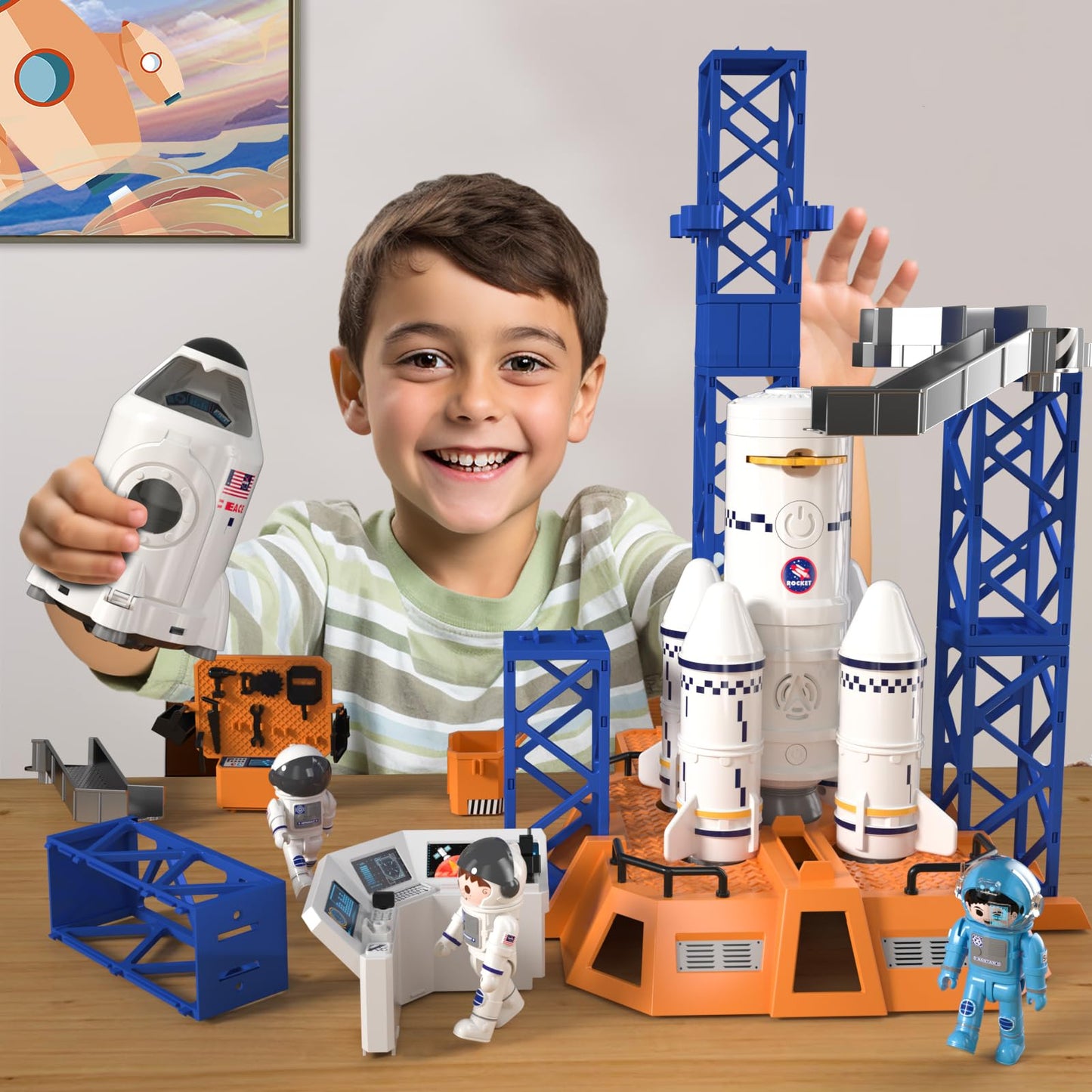 Ci Vetch Rocket Launcher Space Shuttle Toy – 2-in-1 STEM Building Set for Kids (Ages 3–9)