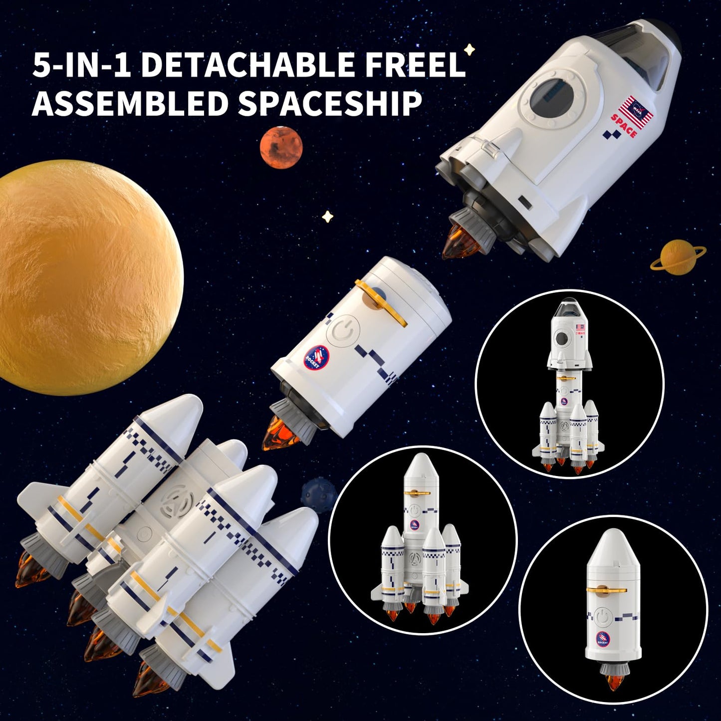 Ci Vetch 5-in-1 Space Shuttle Rocket Toy – STEM Aerospace Kit for Kids 3-9