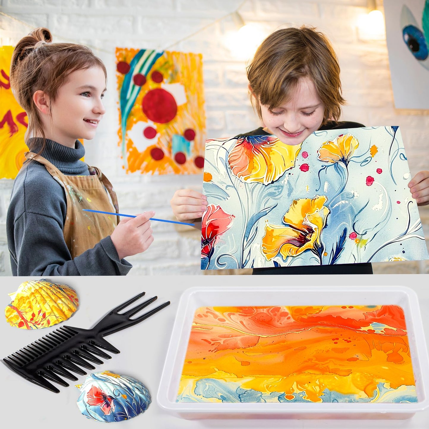 Ci Vetch Water Marbling Paint Kit for Kids – Non-Toxic Creative Arts & Crafts