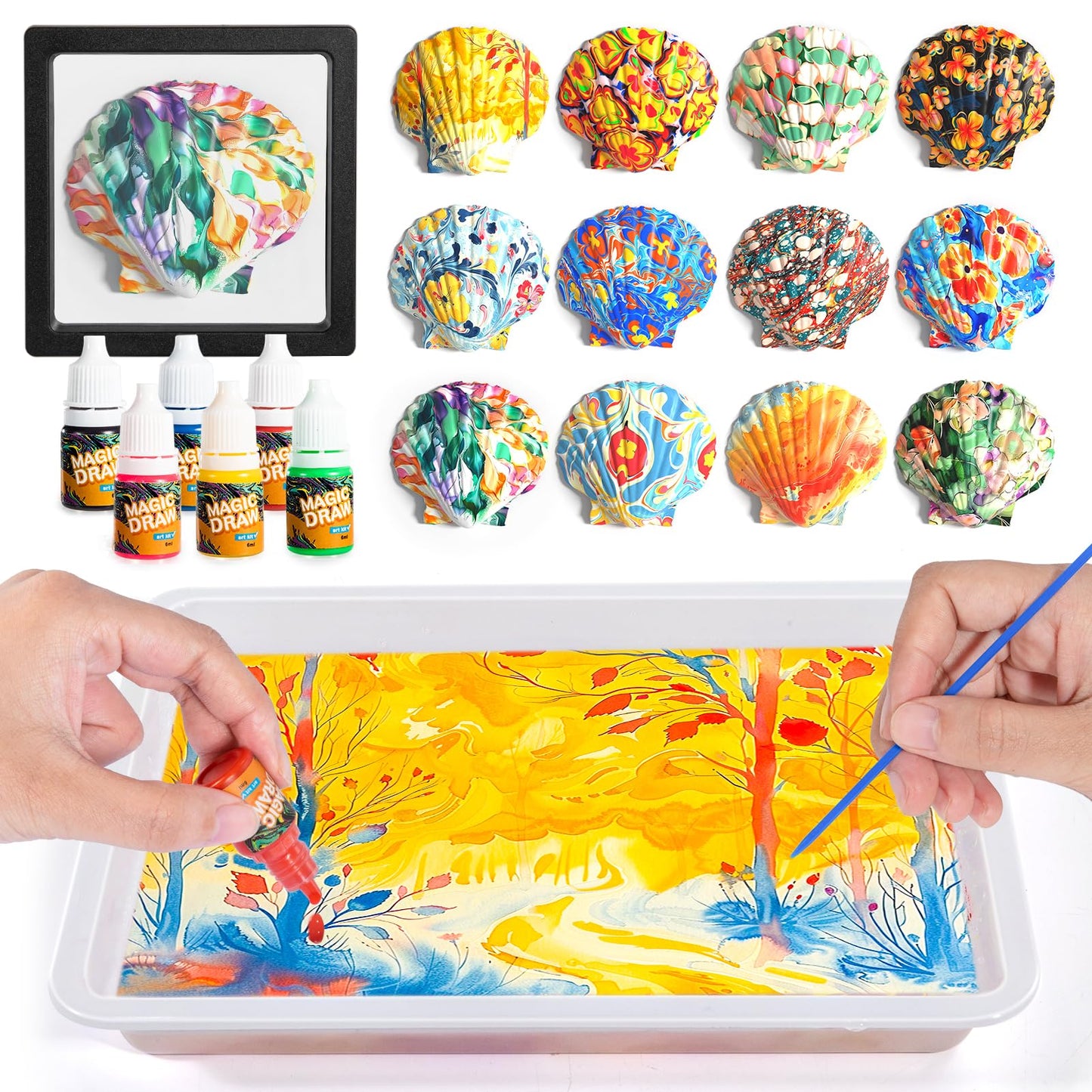 Ci Vetch Water Marbling Paint Kit for Kids – Non-Toxic Creative Arts & Crafts