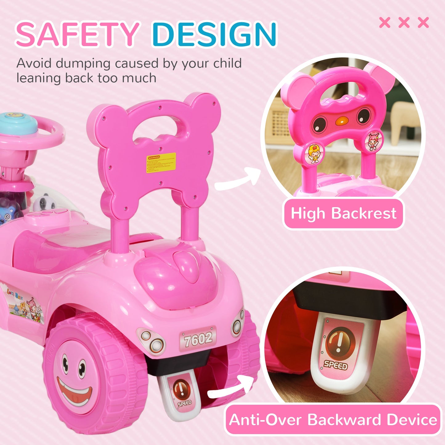 AIYAPLAY Ride on Toy, Foot to Floor Design with Music, Light, Horn