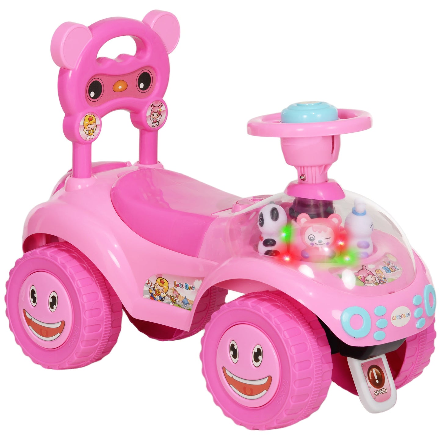 AIYAPLAY Ride on Toy, Foot to Floor Design with Music, Light, Horn
