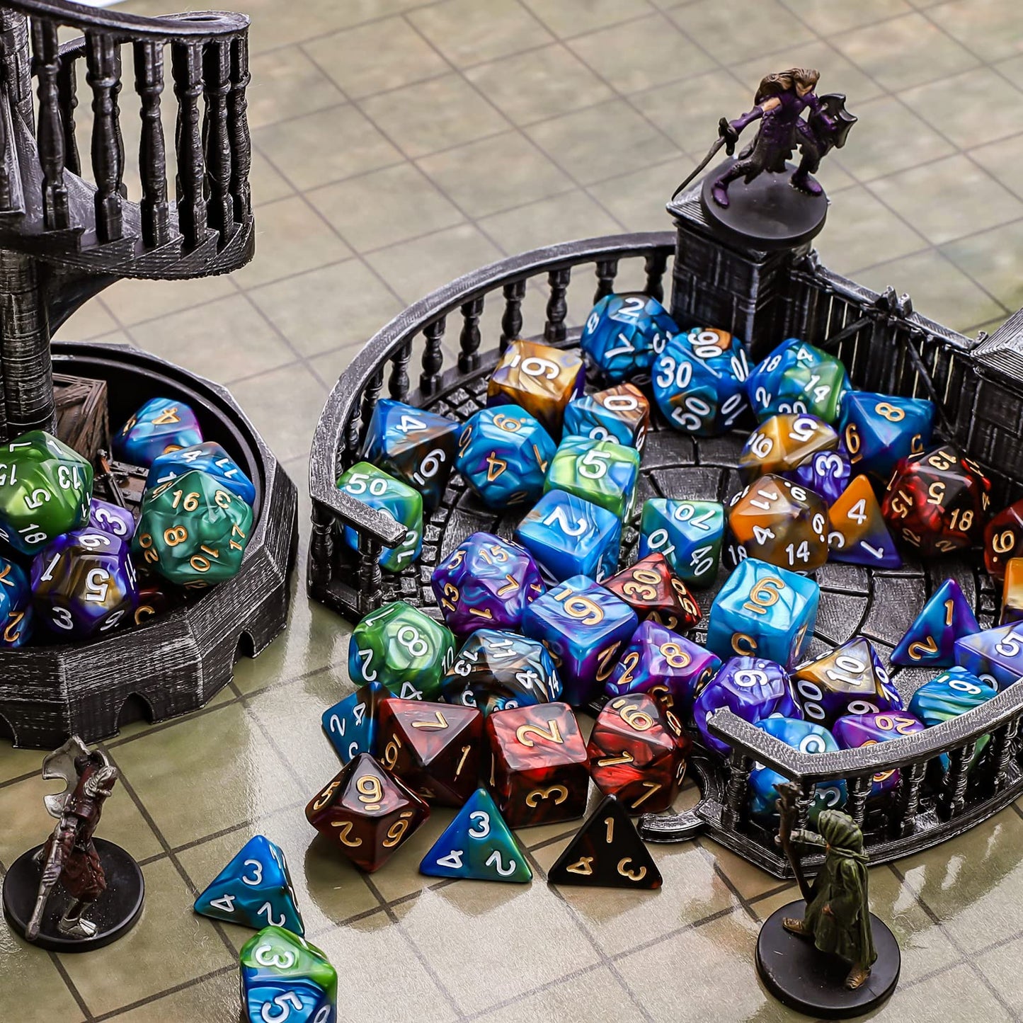 CiaraQ Polyhedral Dice Set – 35pc Double-Color DND RPG Dice for Dungeons & Dragons