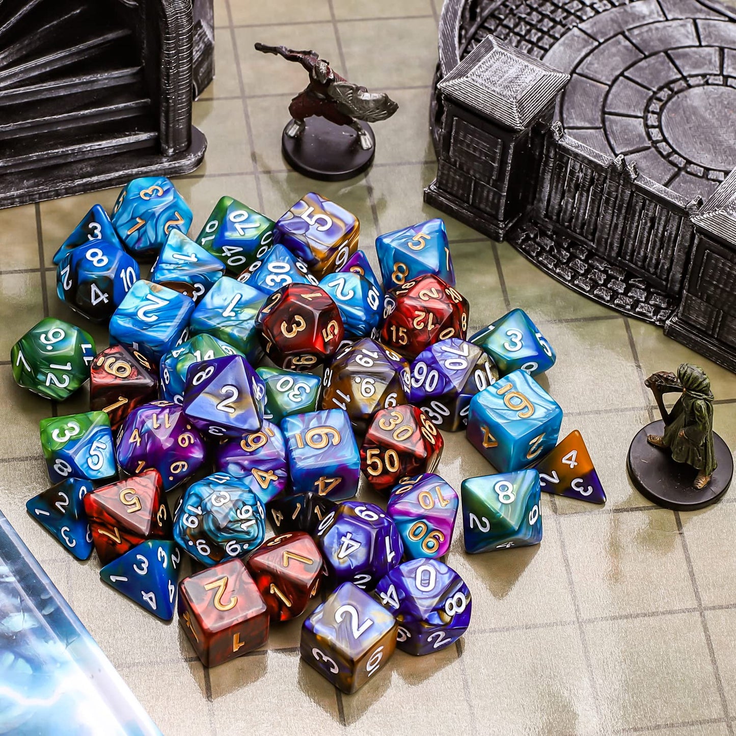 CiaraQ Polyhedral Dice Set – 35pc Double-Color DND RPG Dice for Dungeons & Dragons