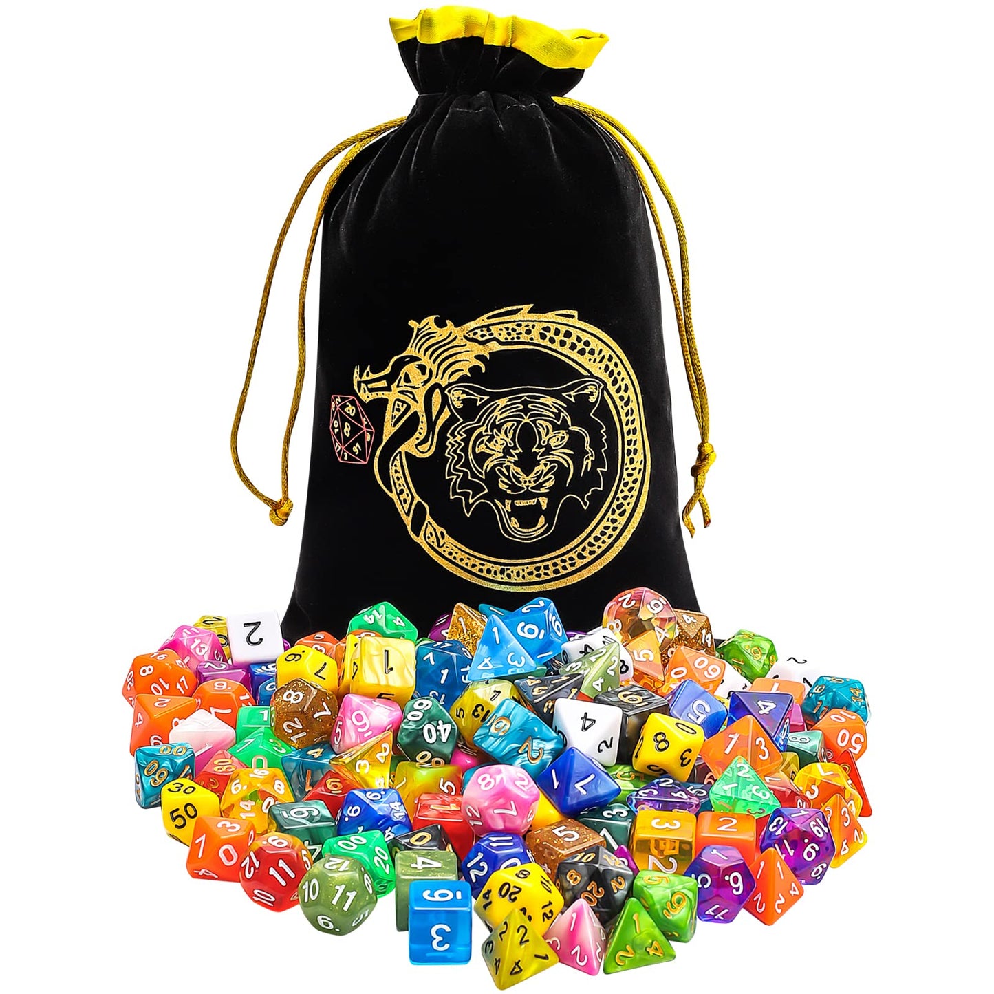 CiaraQ Polyhedral Dice Set – 140-Piece DND RPG Dice, Mixed Colors
