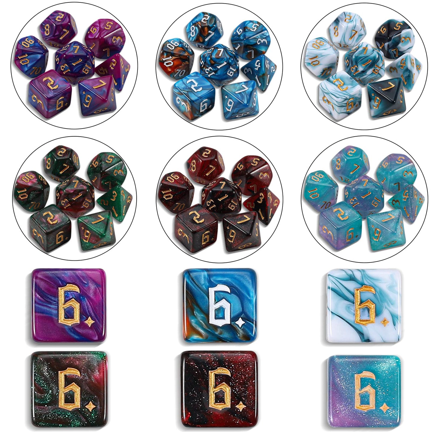 CiaraQ DND Dice Set – 182pcs Polyhedral Dice (26 x 7) with Drawstring Bag