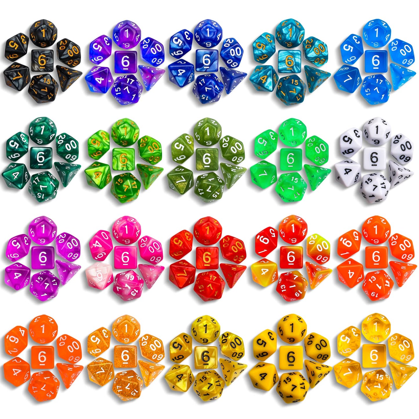 CiaraQ Polyhedral Dice Set – 140-Piece DND RPG Dice, Mixed Colors