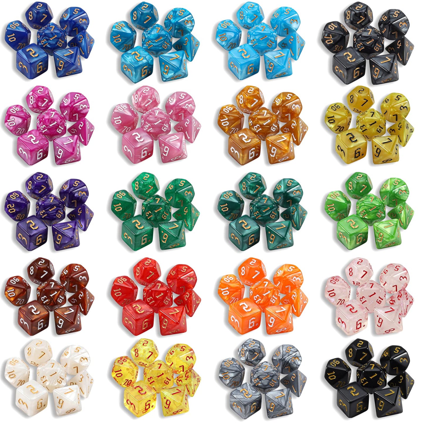 CiaraQ DND Dice Set – 182pcs Polyhedral Dice (26 x 7) with Drawstring Bag