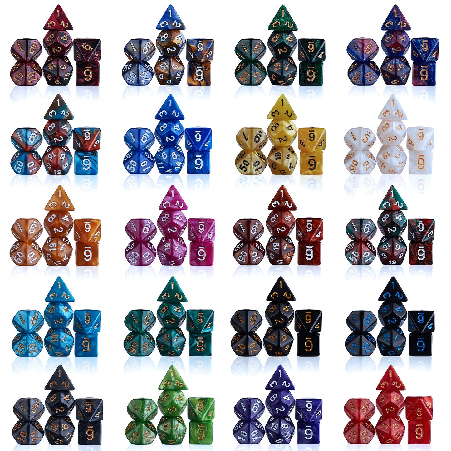 CiaraQ 182-Piece DND Dice Kit: 26 Sets of Polyhedral Dice + Large Drawstring Bag