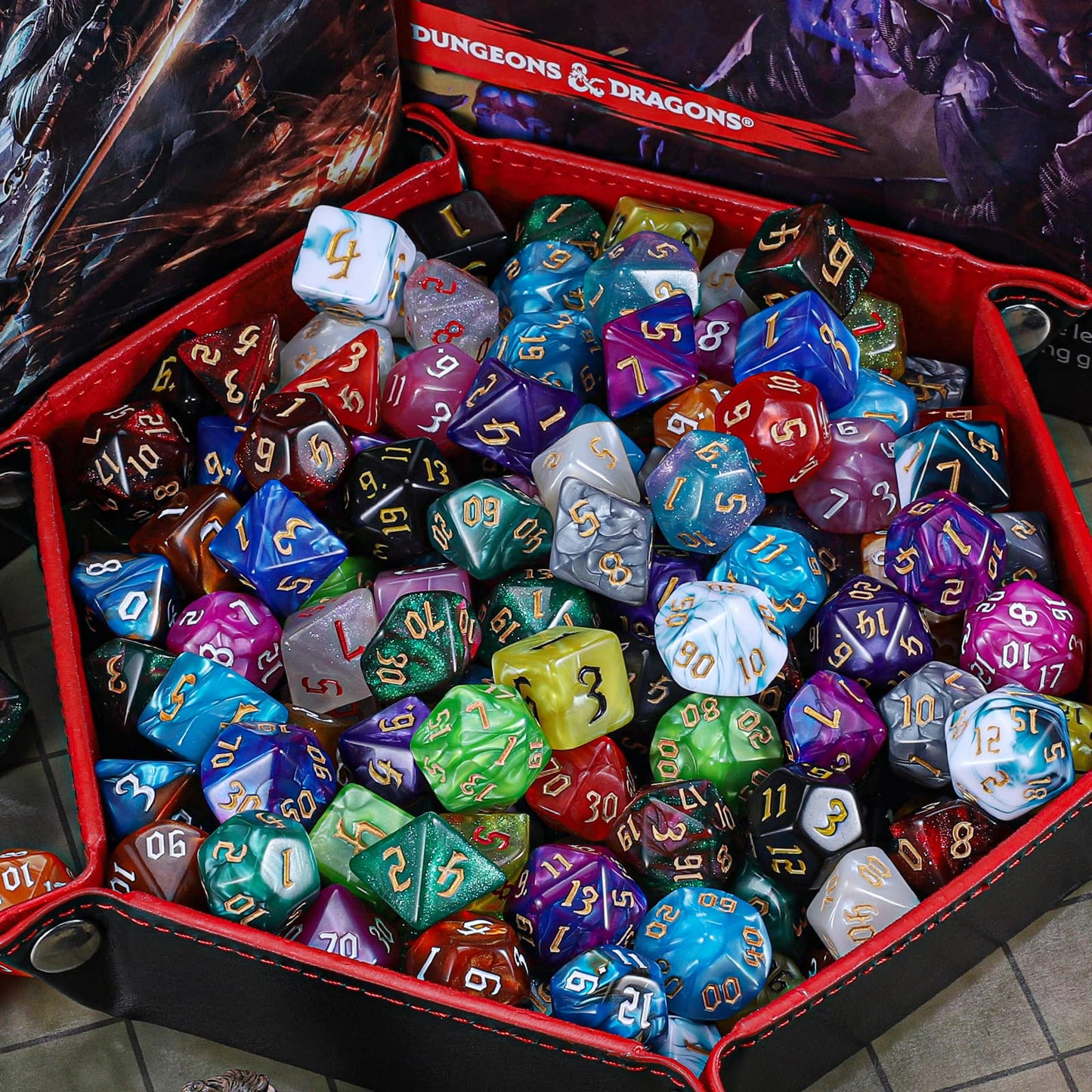 CiaraQ DND Dice Set – 182pcs Polyhedral Dice (26 x 7) with Drawstring Bag