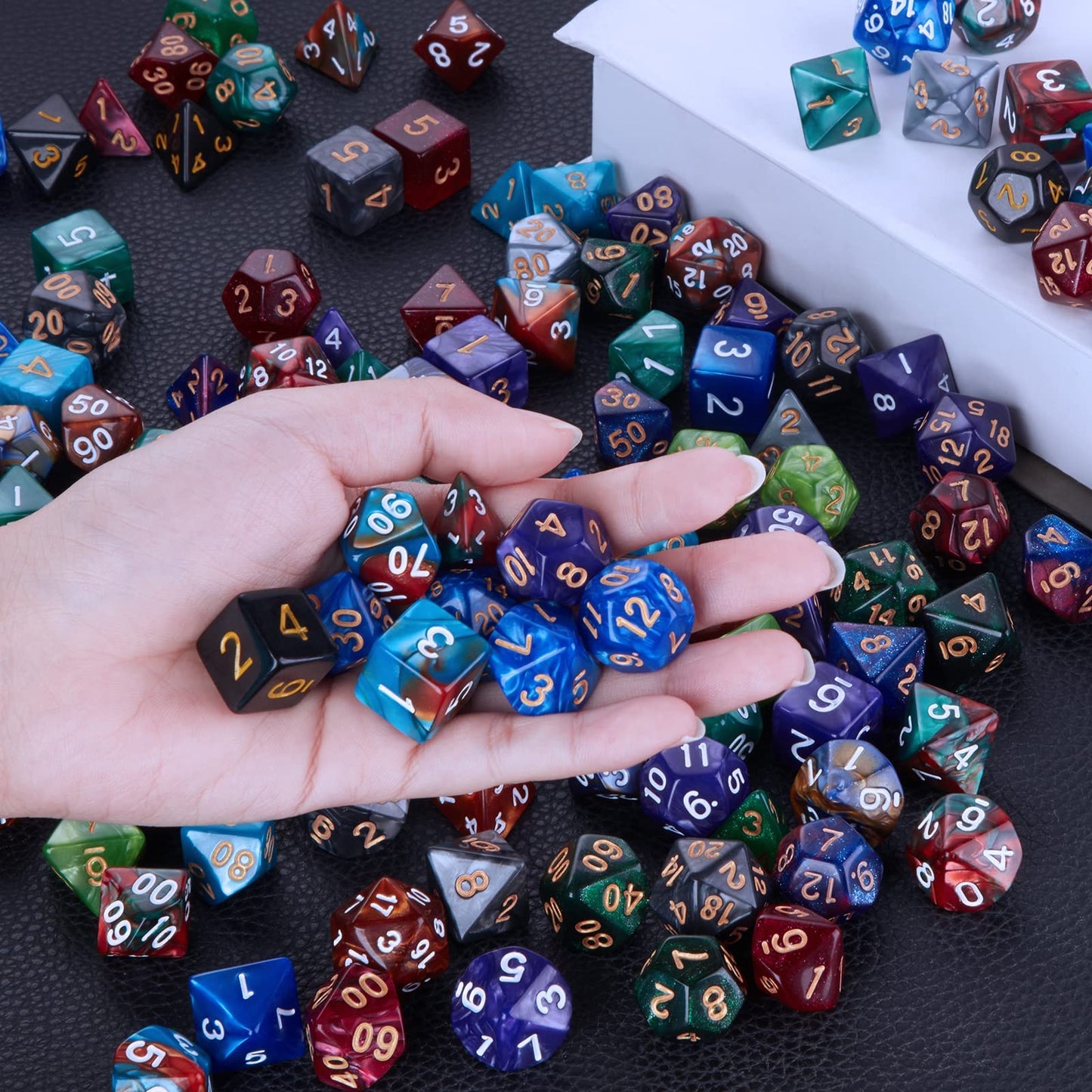 CiaraQ 182-Piece DND Dice Kit: 26 Sets of Polyhedral Dice + Large Drawstring Bag