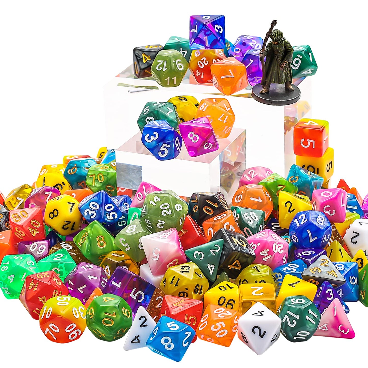 CiaraQ Polyhedral Dice Set – 140-Piece DND RPG Dice, Mixed Colors