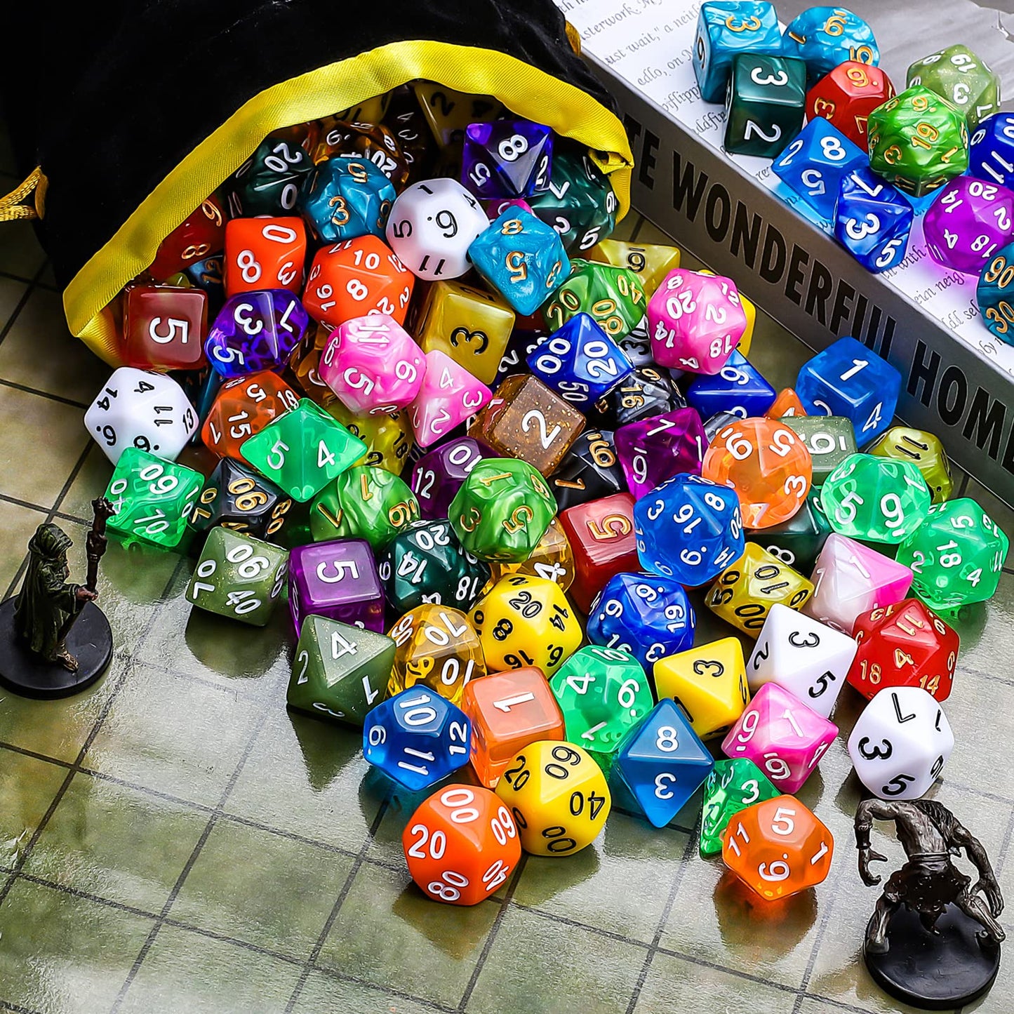 CiaraQ Polyhedral Dice Set – 140-Piece DND RPG Dice, Mixed Colors
