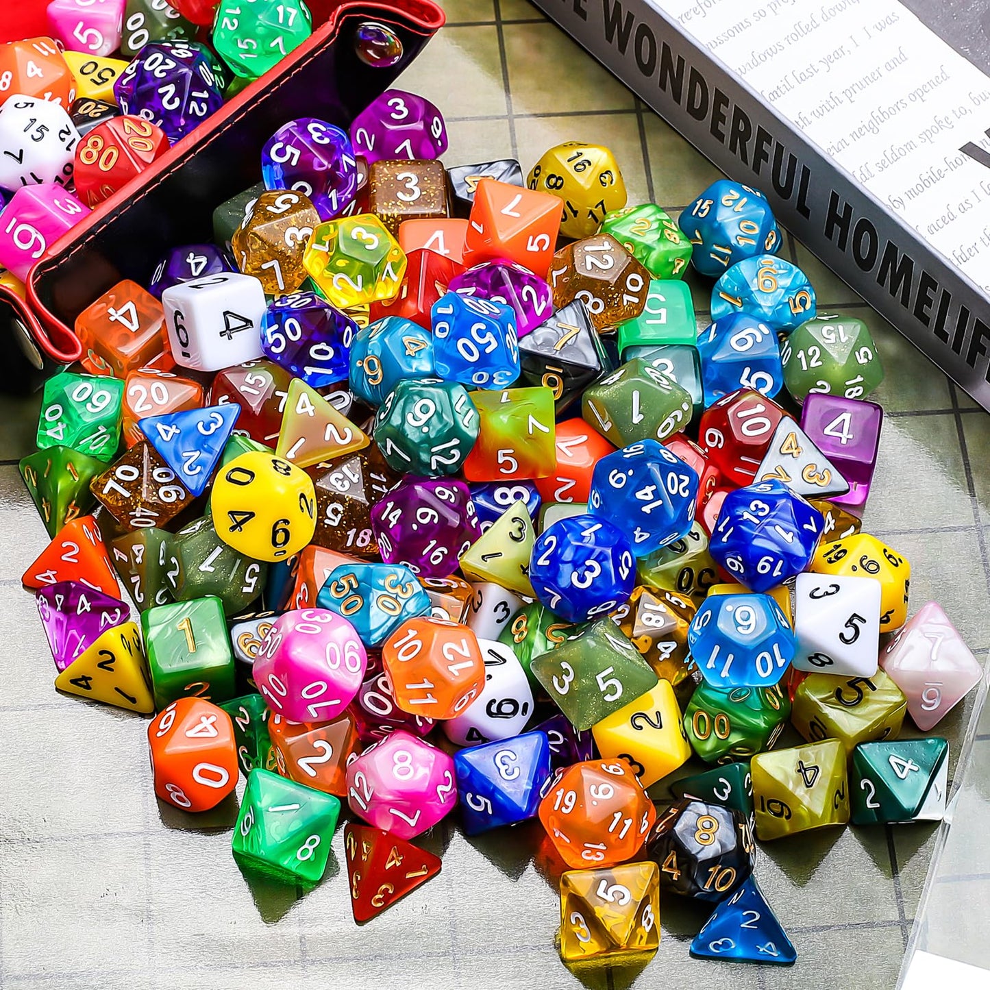 CiaraQ Polyhedral Dice Set – 140-Piece DND RPG Dice, Mixed Colors