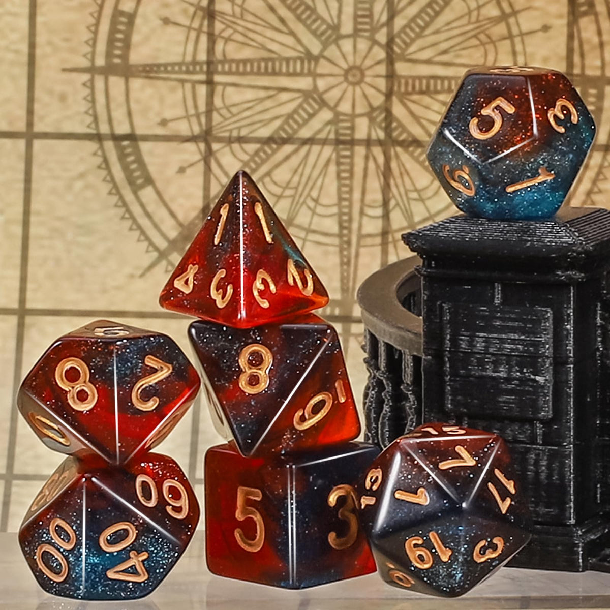 CiaraQ Polyhedral Dice Set – 42pc Multi-Color DND RPG Dice with Tray