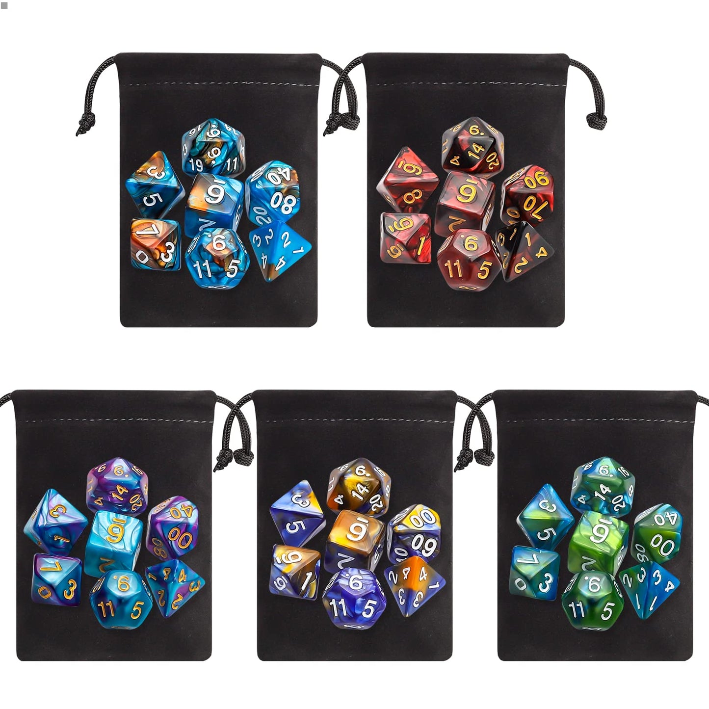 CiaraQ Polyhedral Dice Set – 35pc Double-Color DND RPG Dice for Dungeons & Dragons