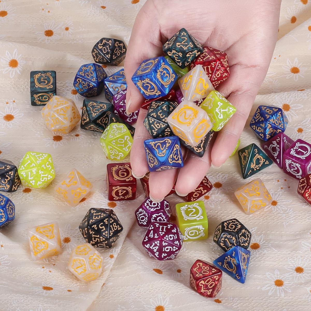 CiaraQ Polyhedral Dice Set – 49pc Multi-Color D&D RPG Dice