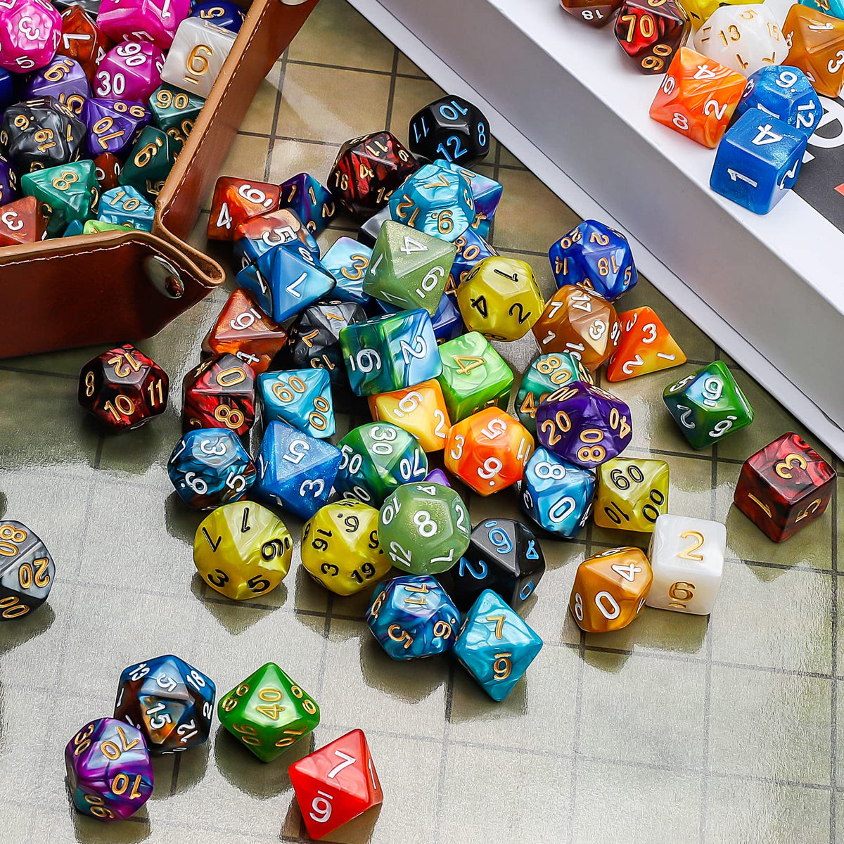 CiaraQ Polyhedral Dice Set – 70-Piece Multi-Color D&D Dice for RPGs