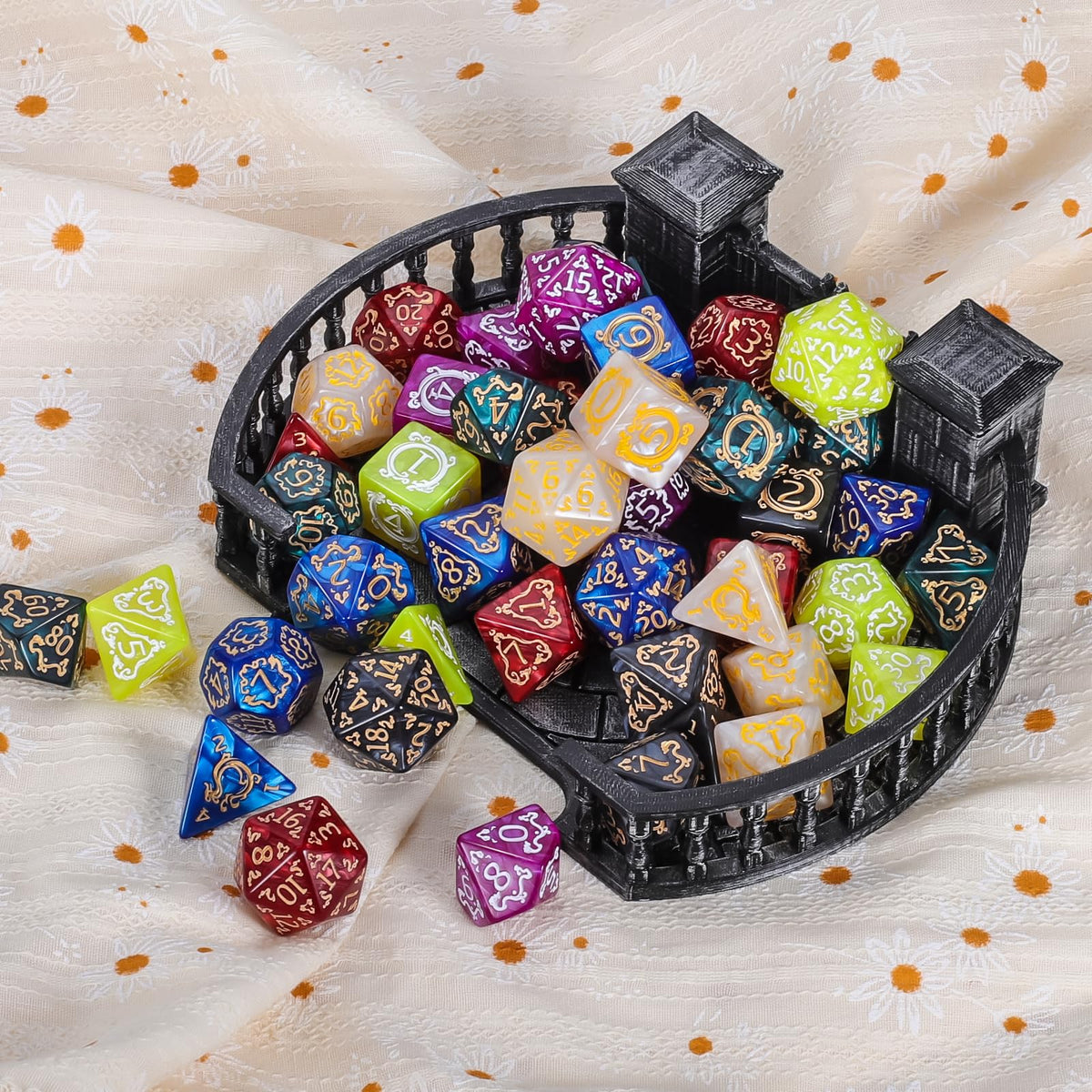 CiaraQ Polyhedral Dice Set – 49pc Multi-Color D&D RPG Dice
