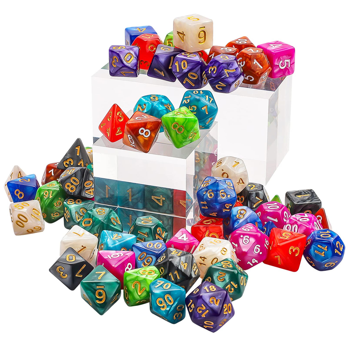 CiaraQ Polyhedral Dice Set – 70-Piece Multi-Color D&D Dice for RPGs