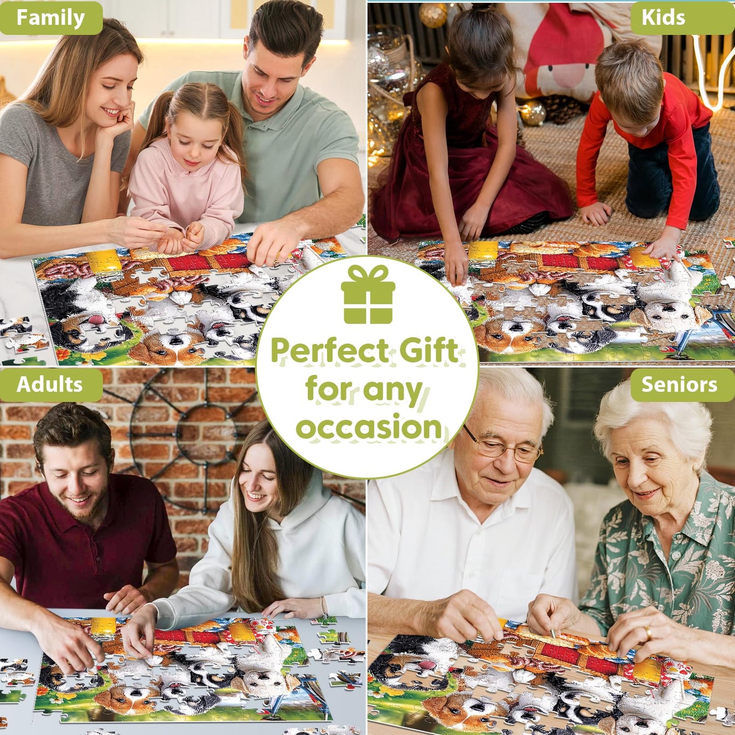 Ciavotie Puppies Picnic 100-Piece Puzzle — Family Fun for Kids & Adults