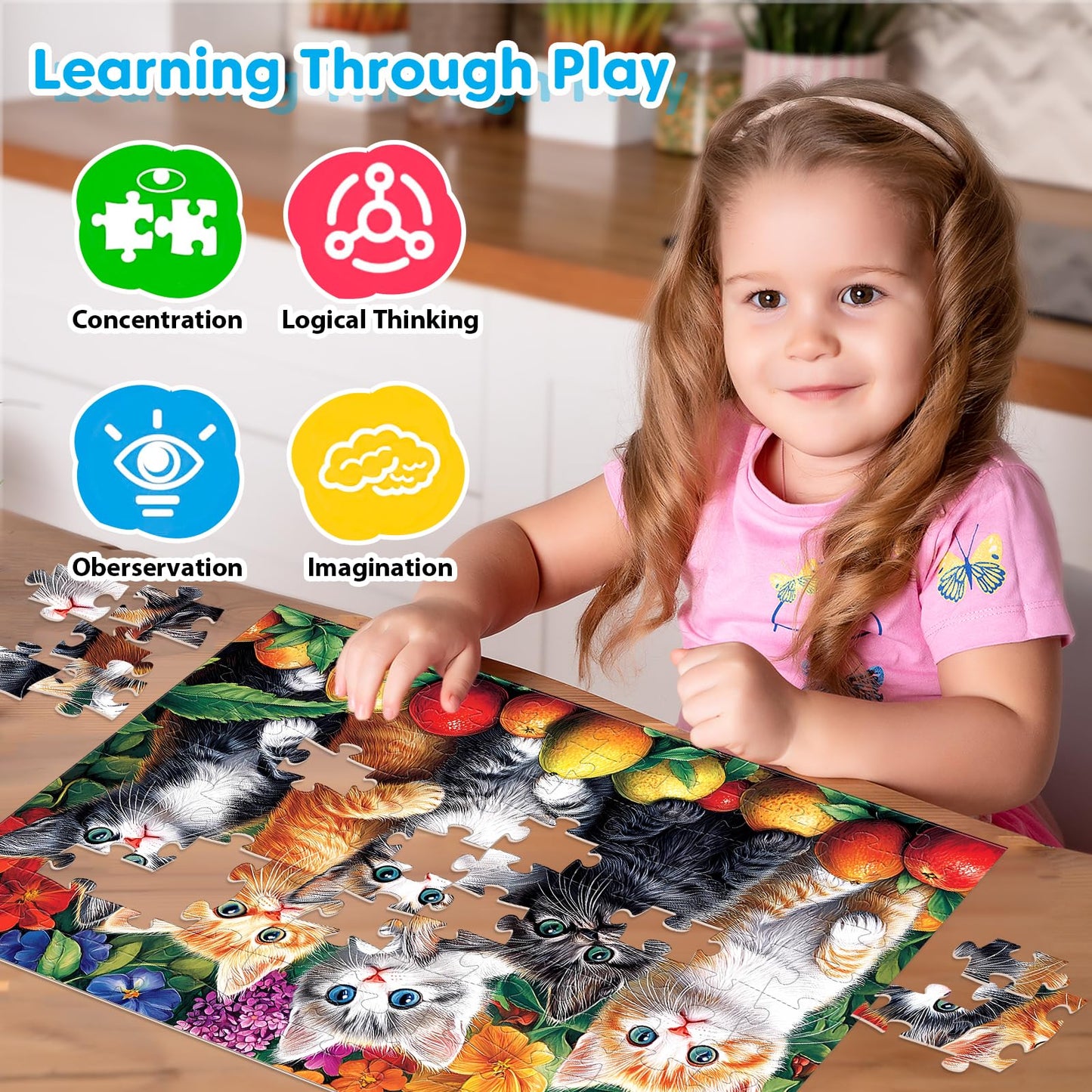Ciavotie 4-Pack 100-Piece Puzzles – Large-Piece Family Jigsaws for Kids & Adults