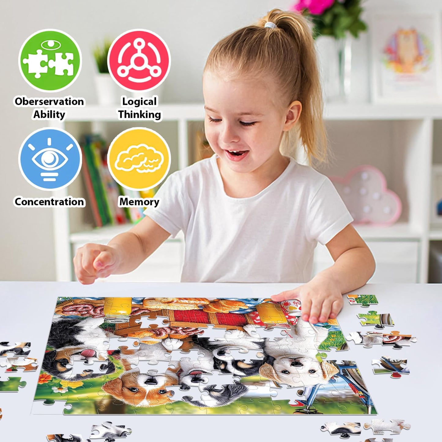 Ciavotie Puppies Picnic 100-Piece Puzzle — Family Fun for Kids & Adults