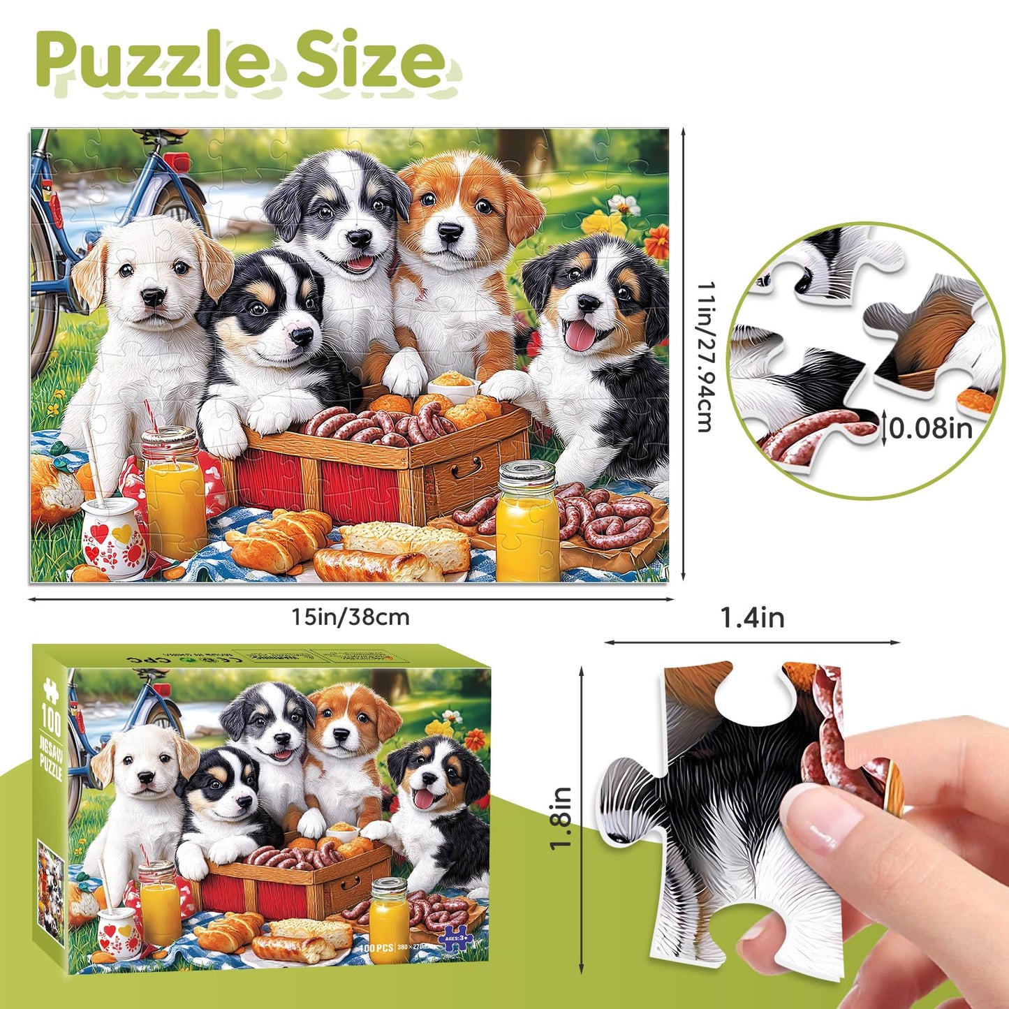 Ciavotie Puppies Picnic 100-Piece Puzzle — Family Fun for Kids & Adults