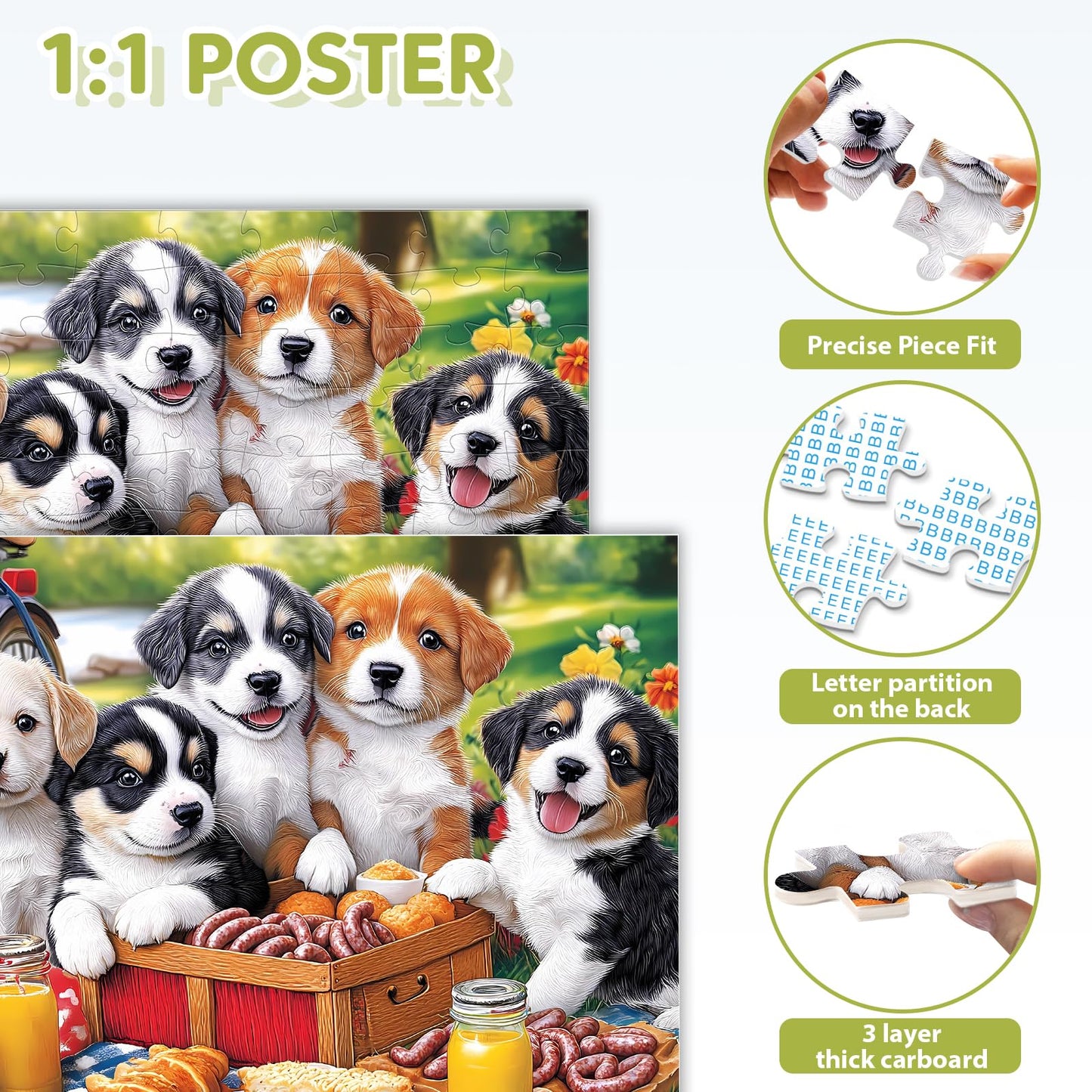 Ciavotie Puppies Picnic 100-Piece Puzzle — Family Fun for Kids & Adults