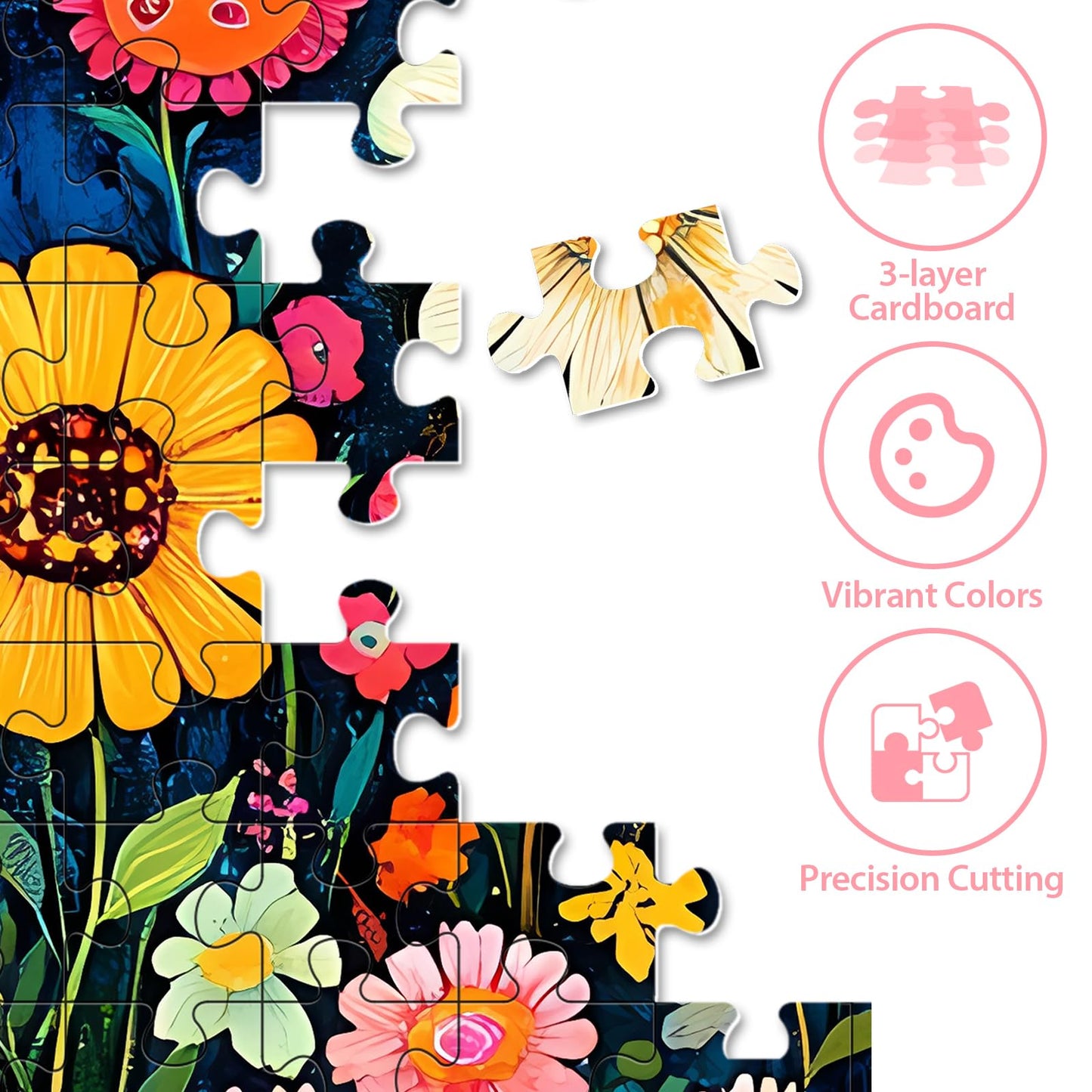 Ciavotie 500 Piece Jigsaw Puzzle for Adults – Colorful Wildflowers, Recycled Cardboard, 20.5 x 15 Finished Size