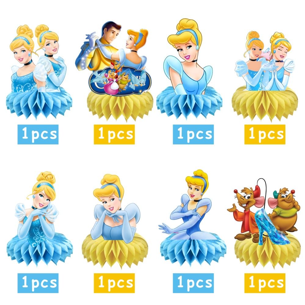CICICO 8Pcs Cinderela Table Centerpieces – Double-Sided Birthday Party Decor for Girls