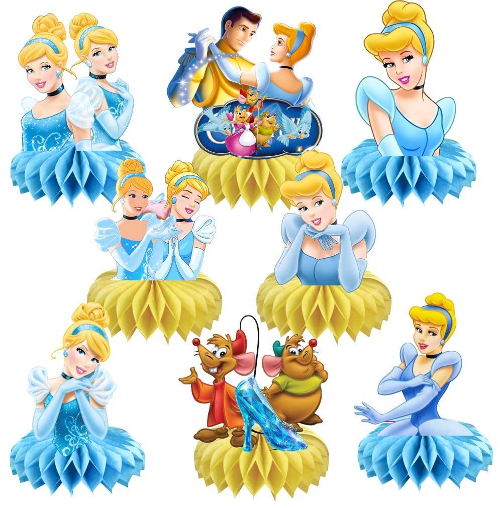 CICICO 8Pcs Cinderela Table Centerpieces – Double-Sided Birthday Party Decor for Girls