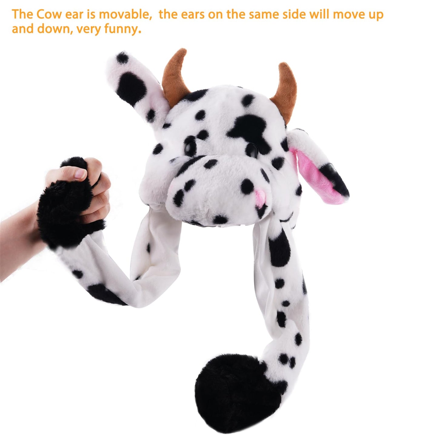 CICITOYWO Jumping Ear Cow Hat – Plush Beanie for Kids & Adults | Fun Cosplay Gift
