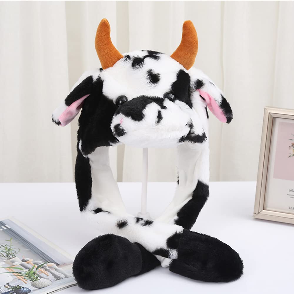 CICITOYWO Jumping Ear Cow Hat – Plush Beanie for Kids & Adults | Fun Cosplay Gift