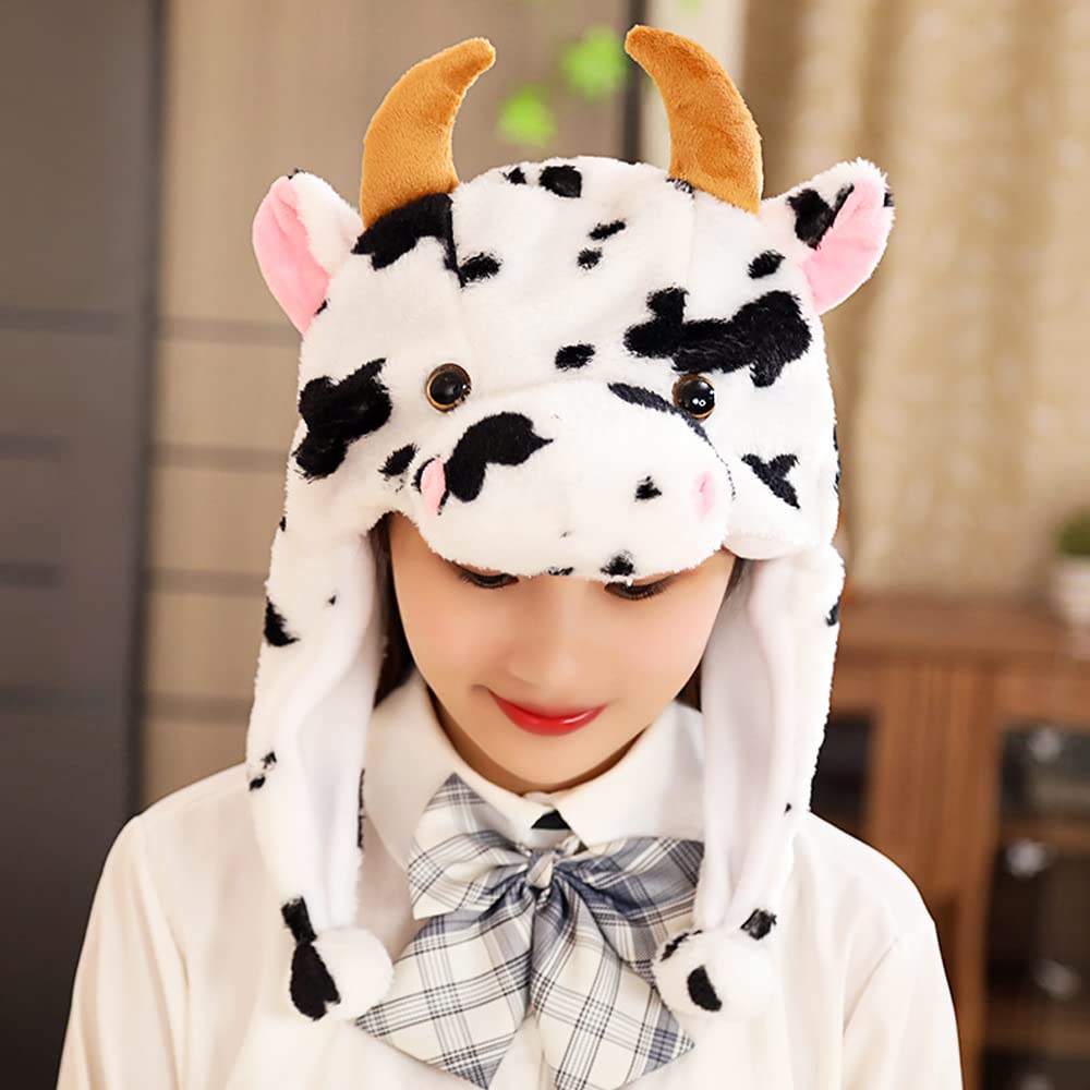 CICITOYWO Jumping Ear Cow Hat – Plush Beanie for Kids & Adults | Fun Cosplay Gift