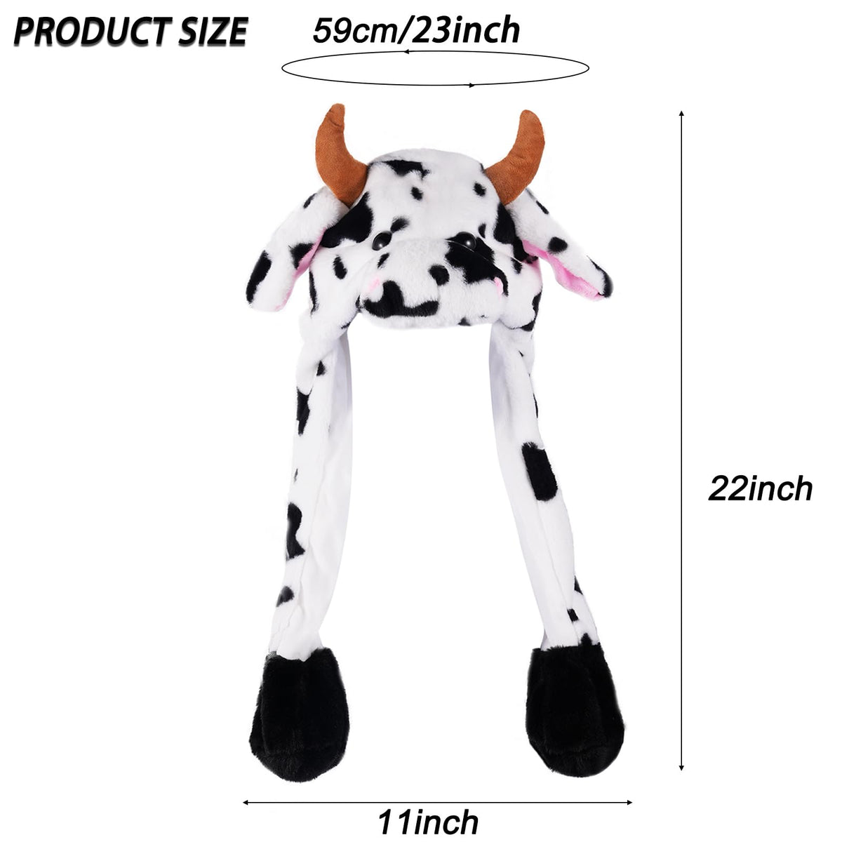 CICITOYWO Jumping Ear Cow Hat – Plush Beanie for Kids & Adults | Fun Cosplay Gift