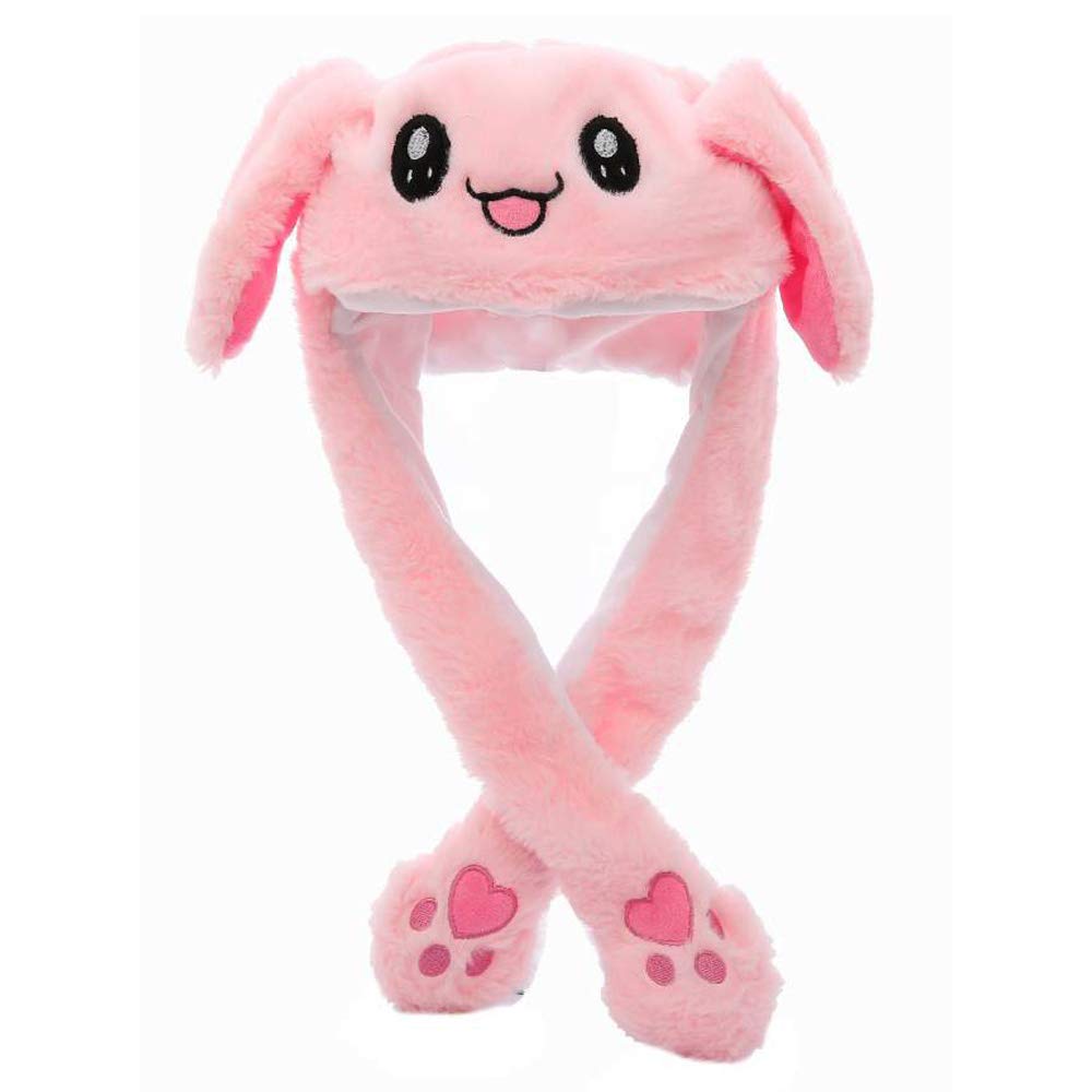 CICITOYWO Jumping Ear Rabbit Hat – Plush Bunny Beanie with Moving Ears (Pink)