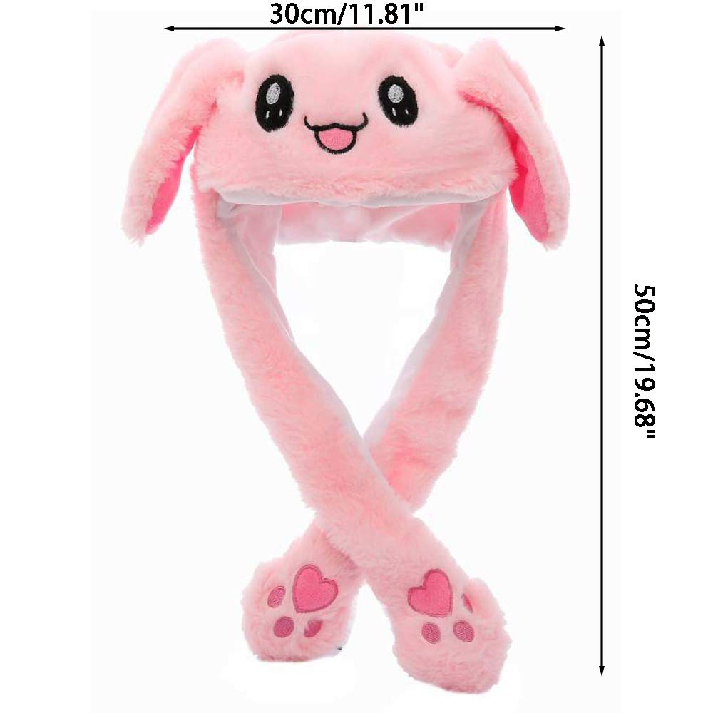 CICITOYWO Jumping Ear Rabbit Hat – Plush Bunny Beanie with Moving Ears (Pink)