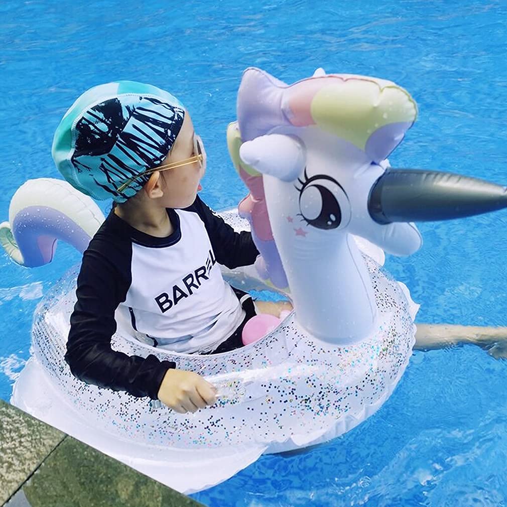 CICITOYWO Toddler Pool Float – Unicorn Glitter with Handle for 2–8 Years